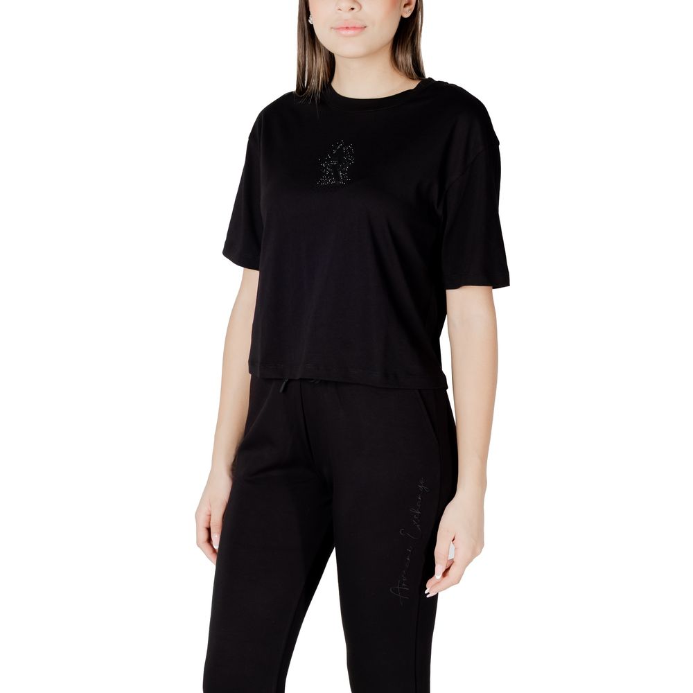 Armani Exchange Black Cotton T-Shirt $171.00 Armani Exchange Luzworld