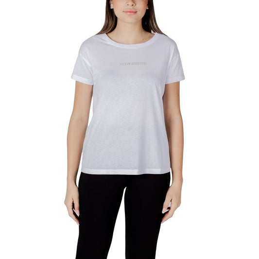 Armani Exchange White Cotton T-Shirt $164.00 Armani Exchange Luzworld
