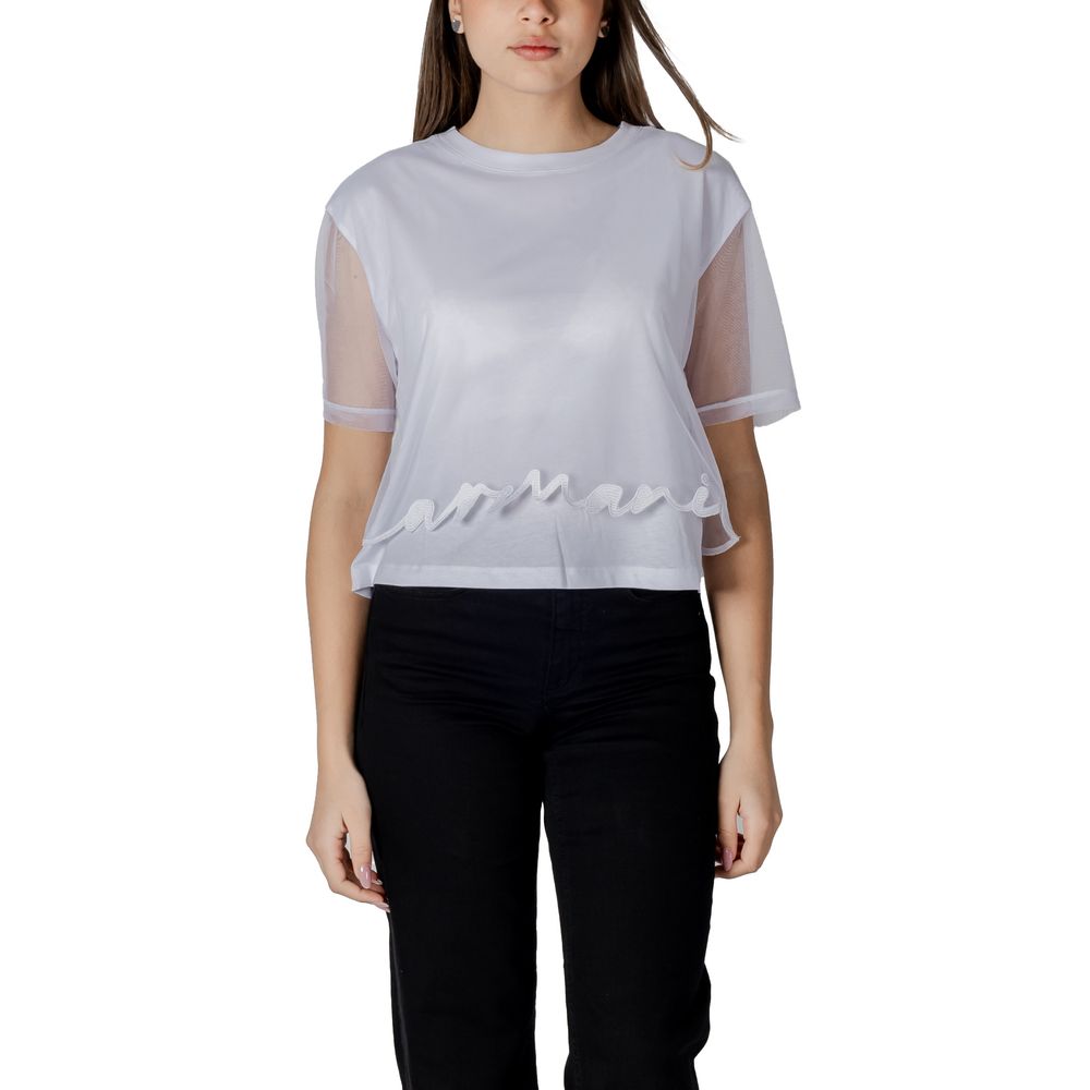 Armani Exchange White Cotton T-Shirt $198.00 Armani Exchange Luzworld