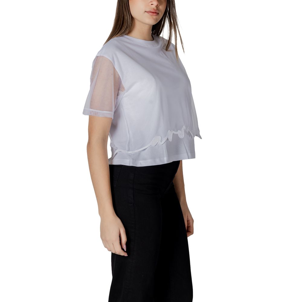 Armani Exchange White Cotton T-Shirt $198.00 Armani Exchange Luzworld