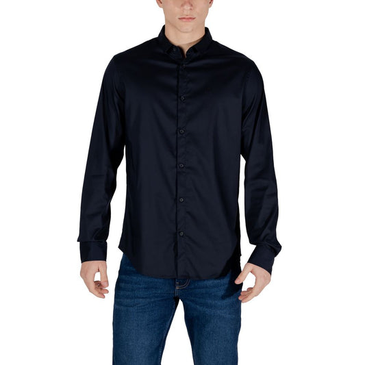 Armani Exchange Blue Lyocell Shirt $211.00 Armani Exchange Luzworld