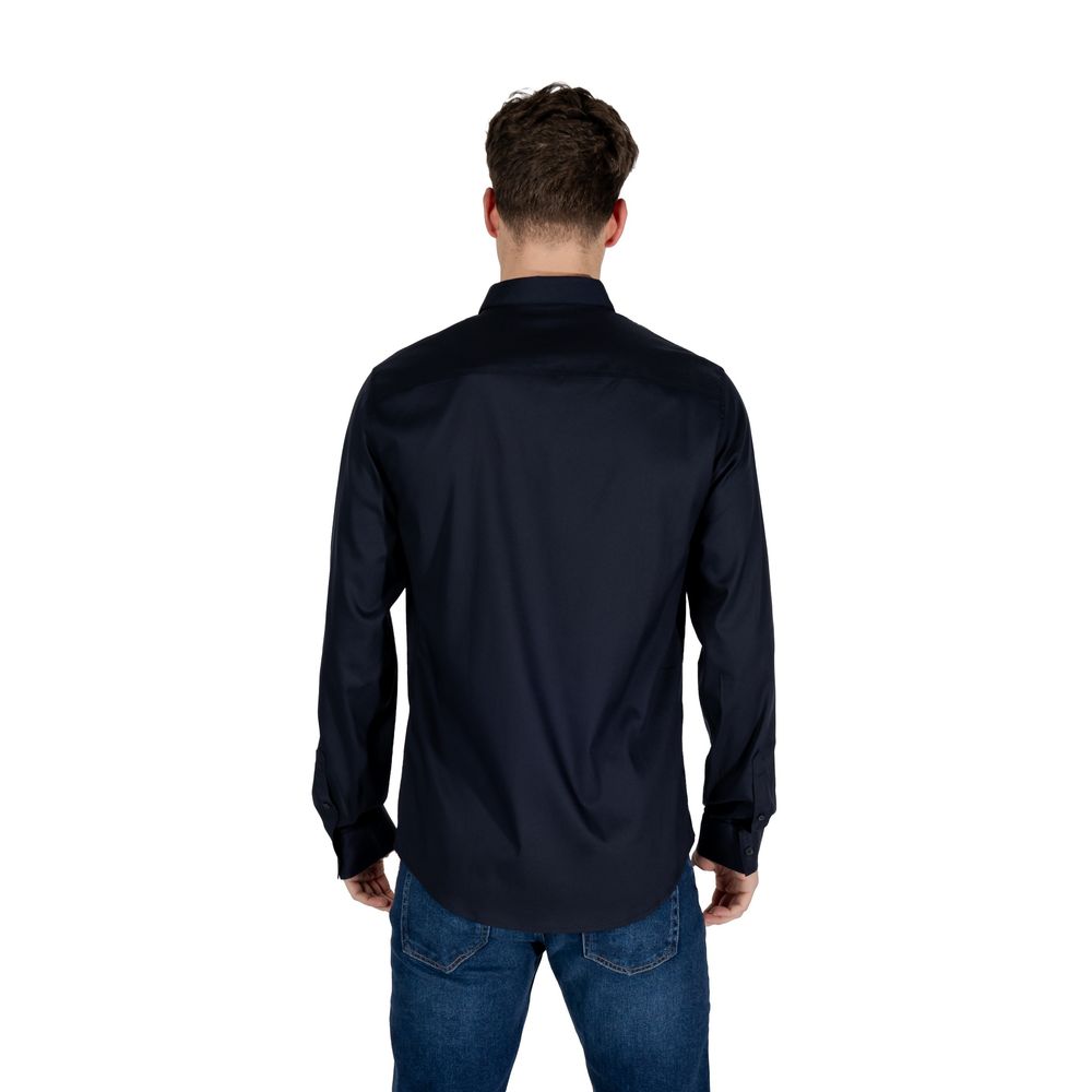 Armani Exchange Blue Lyocell Shirt $211.00 Armani Exchange Luzworld