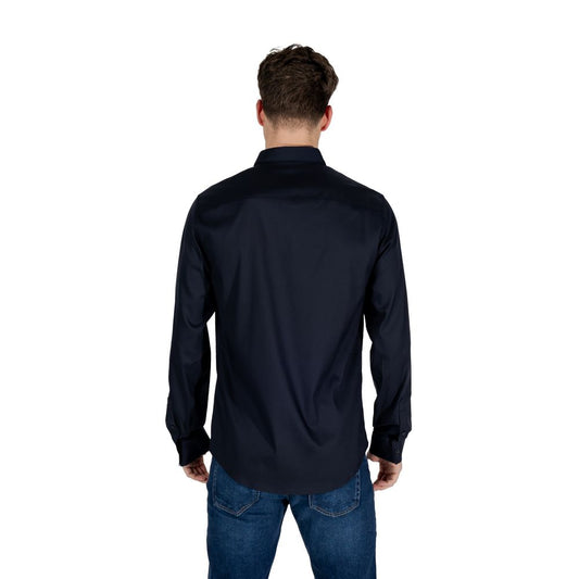 Armani Exchange Blue Lyocell Shirt $211.00 Armani Exchange Luzworld