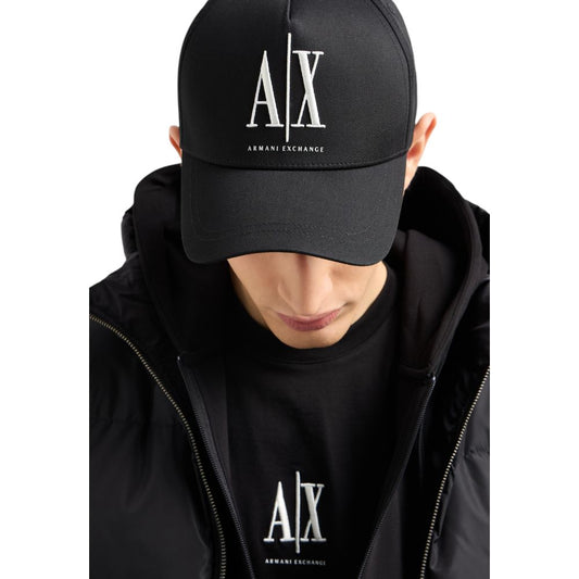 Armani Exchange Black Cotton Caps Baseball Hat $168.00 Armani Exchange Luzworld