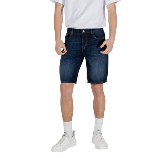Armani Exchange Blue Cotton Bermuda $289.00 Armani Exchange Luzworld