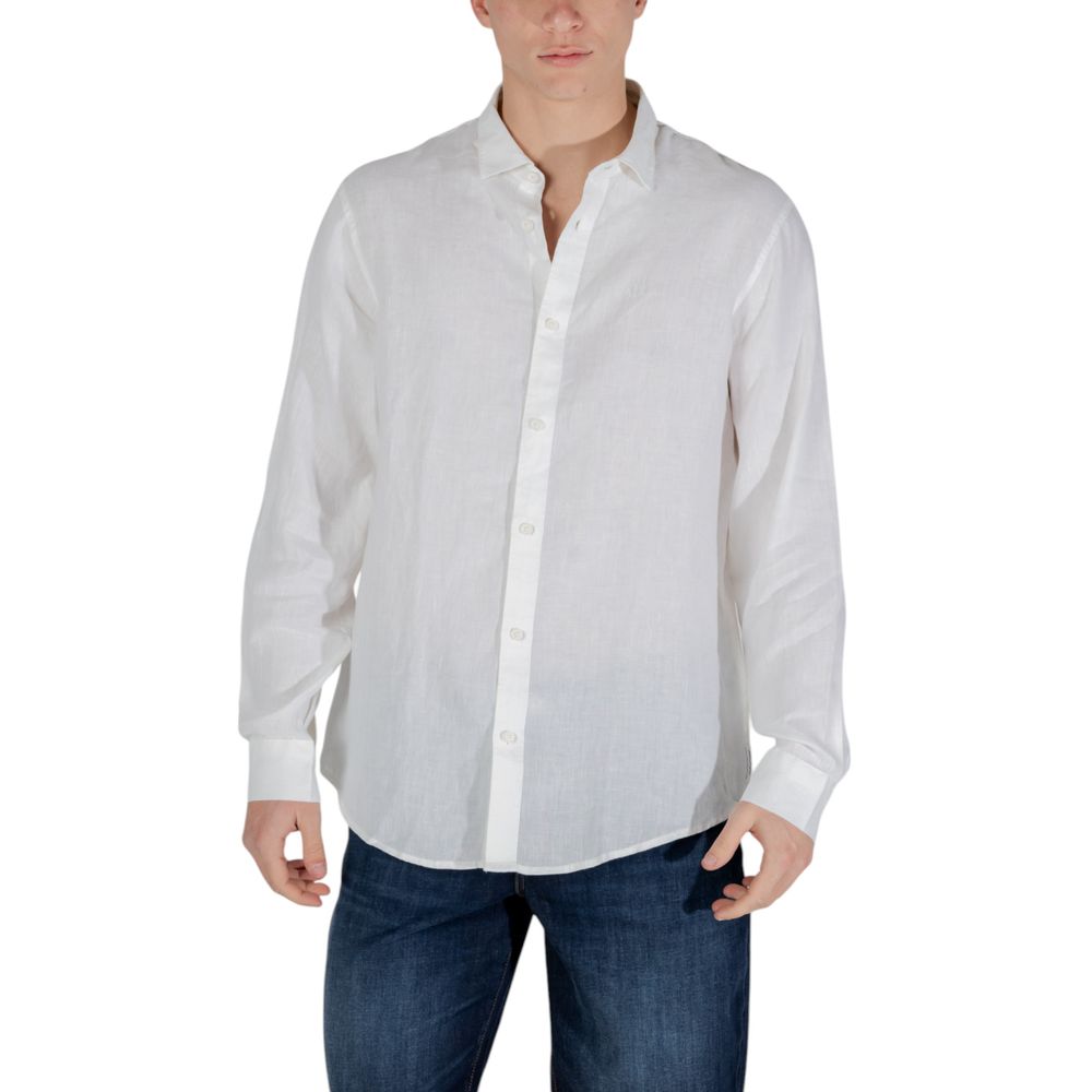Armani Exchange White Linen Shirt $266.00 Armani Exchange Luzworld