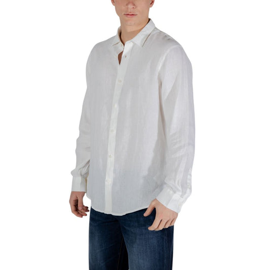 Armani Exchange White Linen Shirt $266.00 Armani Exchange Luzworld