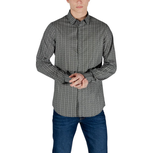 Armani Exchange Black Cotton Shirt $213.00 Armani Exchange Luzworld