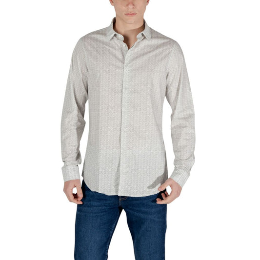 Armani Exchange Cream Cotton Shirt $213.00 Armani Exchange Luzworld