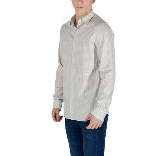Armani Exchange Cream Cotton Shirt $213.00 Armani Exchange Luzworld