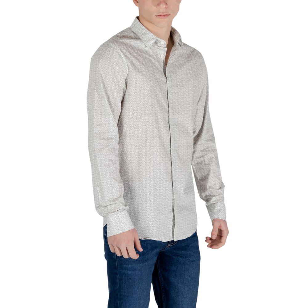 Armani Exchange Cream Cotton Shirt $213.00 Armani Exchange Luzworld