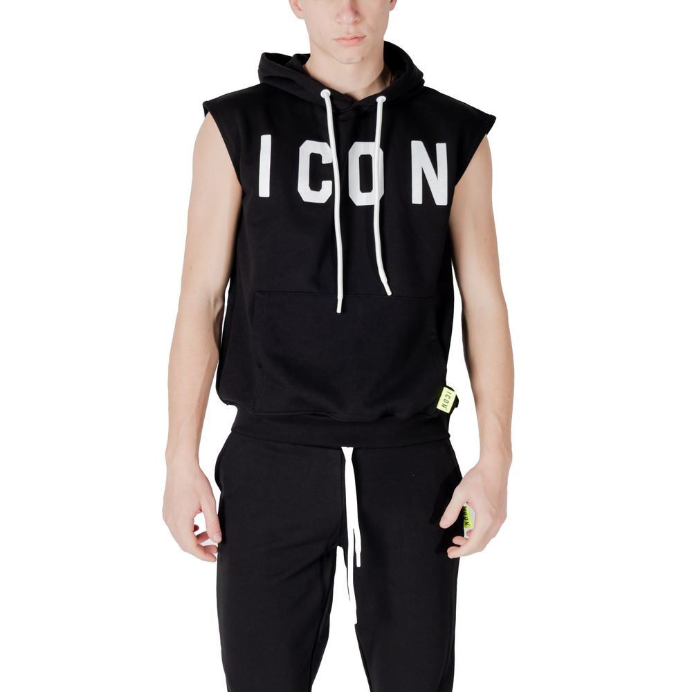 Icon Black Cotton Hoodie
