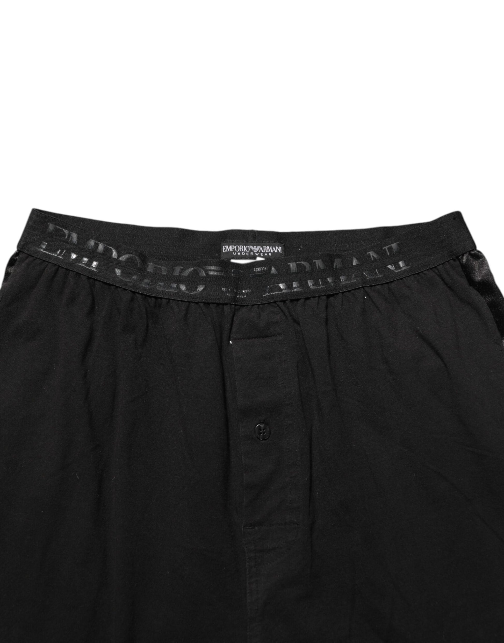 Emporio Armani Black Cotton Blend Logo Waistband Trouser Pants $707.00 Emporio Armani Luzworld