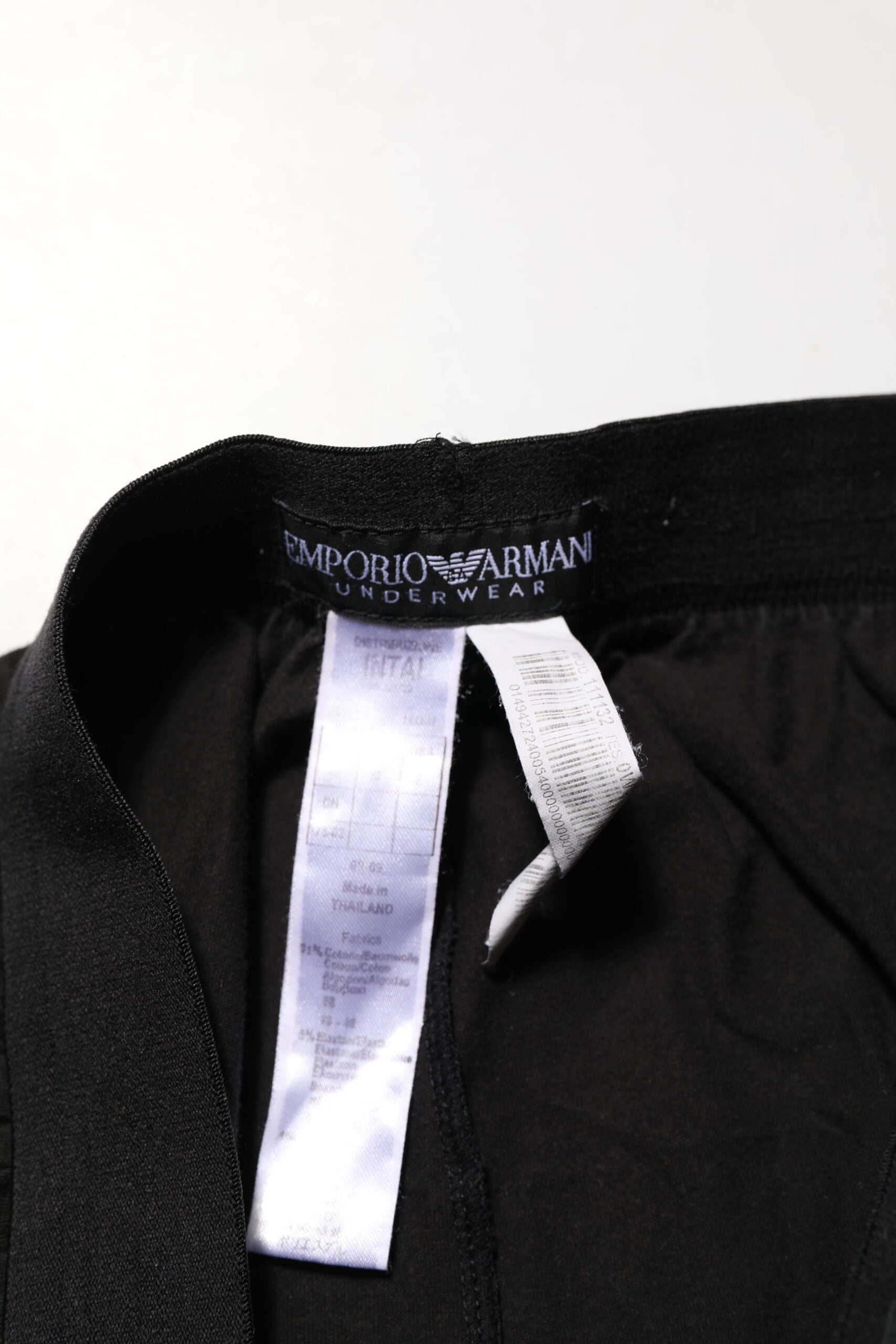 Emporio Armani Black Cotton Blend Logo Waistband Trouser Pants $707.00 Emporio Armani Luzworld