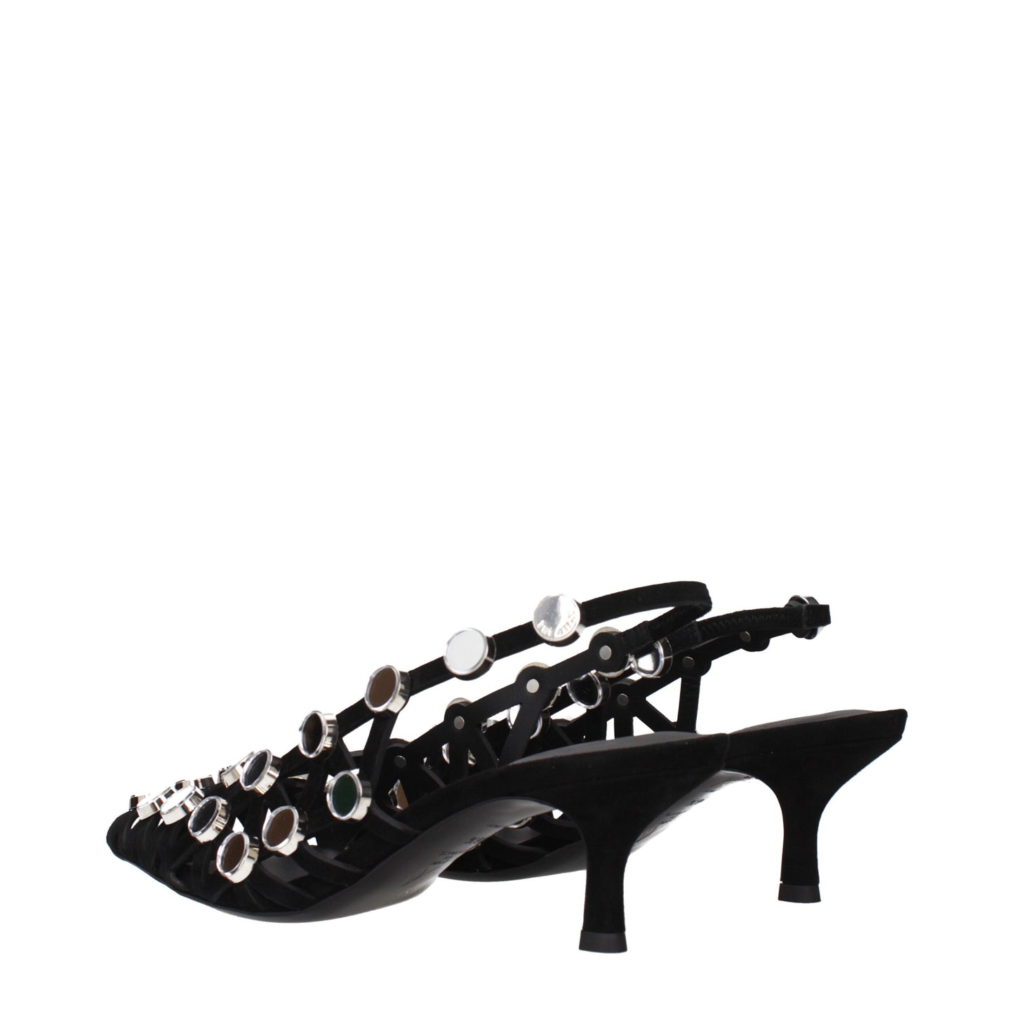 The Attico Black Leather Stiletto Heel Sandals