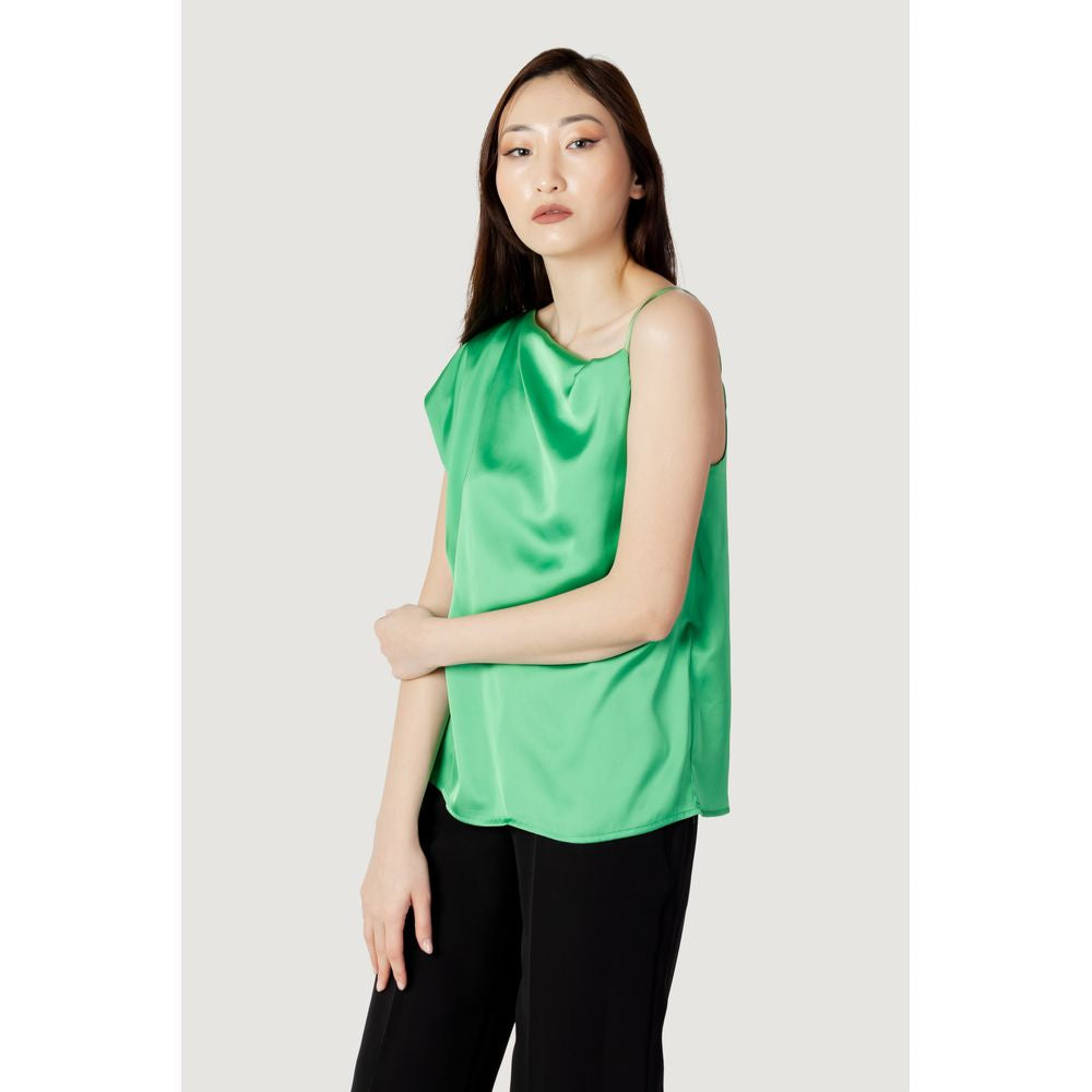 Hanny Deep Green Polyester Tank Tops