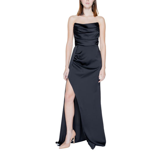 Silence Black Polyester Long Dress