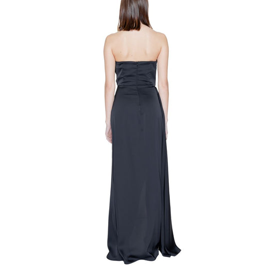 Silence Black Polyester Long Dress
