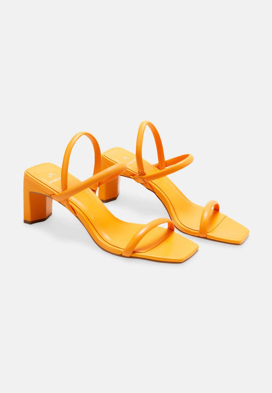 Mangará Atelier Orange Goat Leather Sandals – 6.5 Cm Block Heel