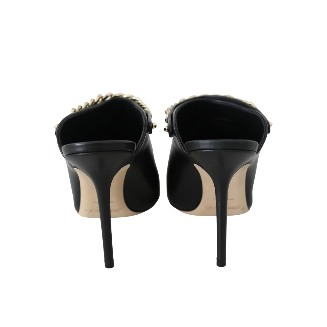 Jimmy Choo Elegant Black Gold Leather Pumps $1956.00 Jimmy Choo Luzworld