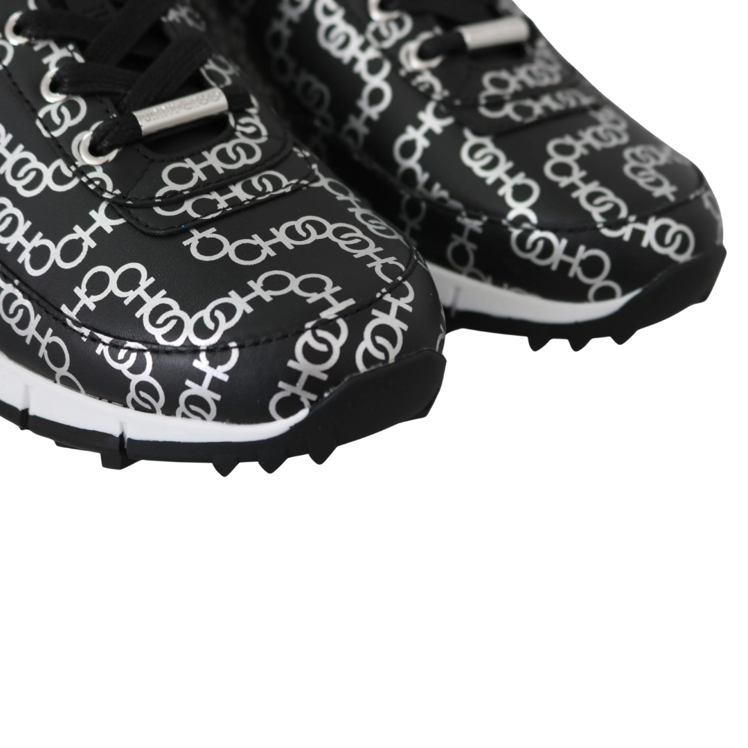 Jimmy Choo Elegant Black & Silver Leather Sneakers $945.00 Jimmy Choo Luzworld
