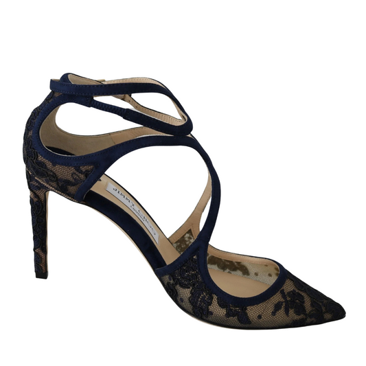 Jimmy Choo Navy Lancer Leather Pumps Elegance Unleashed $1782.00 Jimmy Choo Luzworld