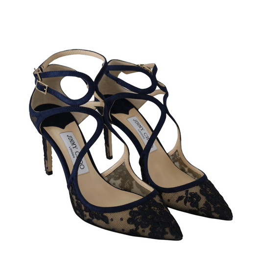 Jimmy Choo Navy Lancer Leather Pumps Elegance Unleashed $1782.00 Jimmy Choo Luzworld