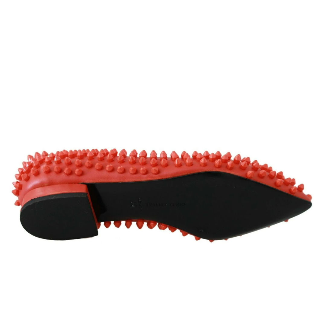Philipp Plein Orange Leather Ballerina WHAT I DO Flats Shoes $1604.00 Philipp Plein Luzworld