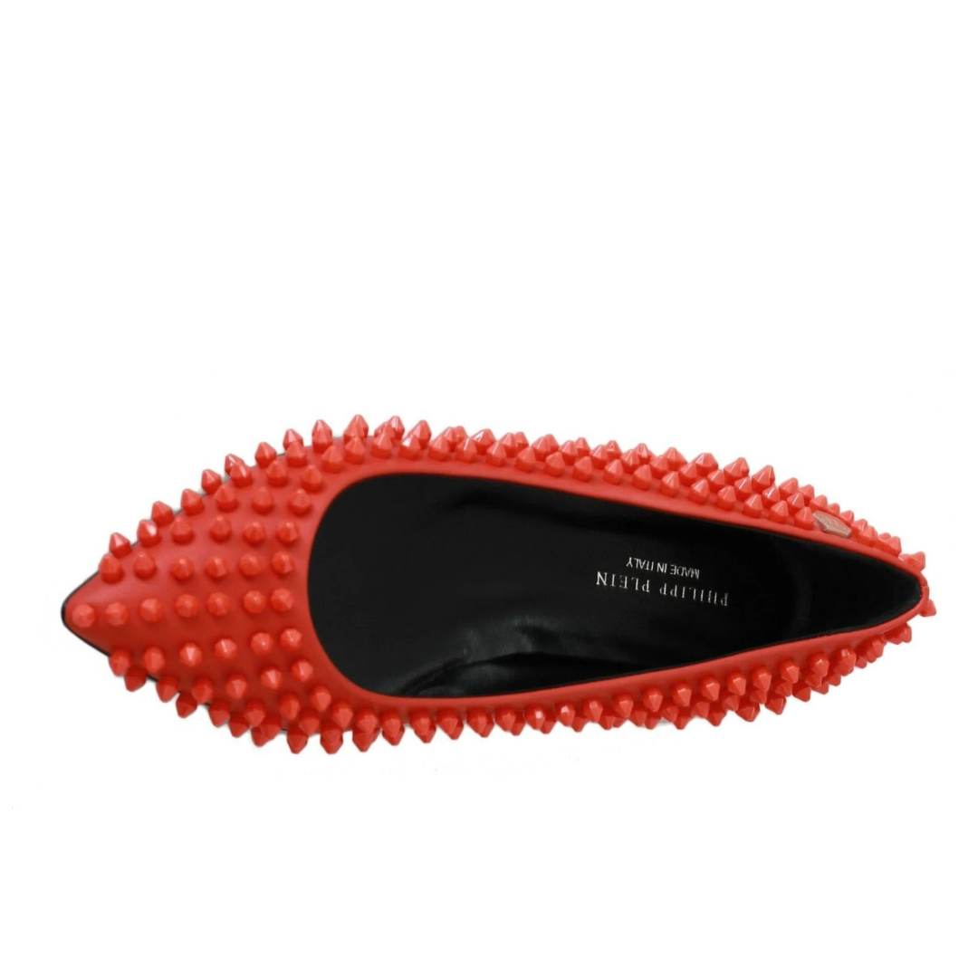 Philipp Plein Orange Leather Ballerina WHAT I DO Flats Shoes $1604.00 Philipp Plein Luzworld