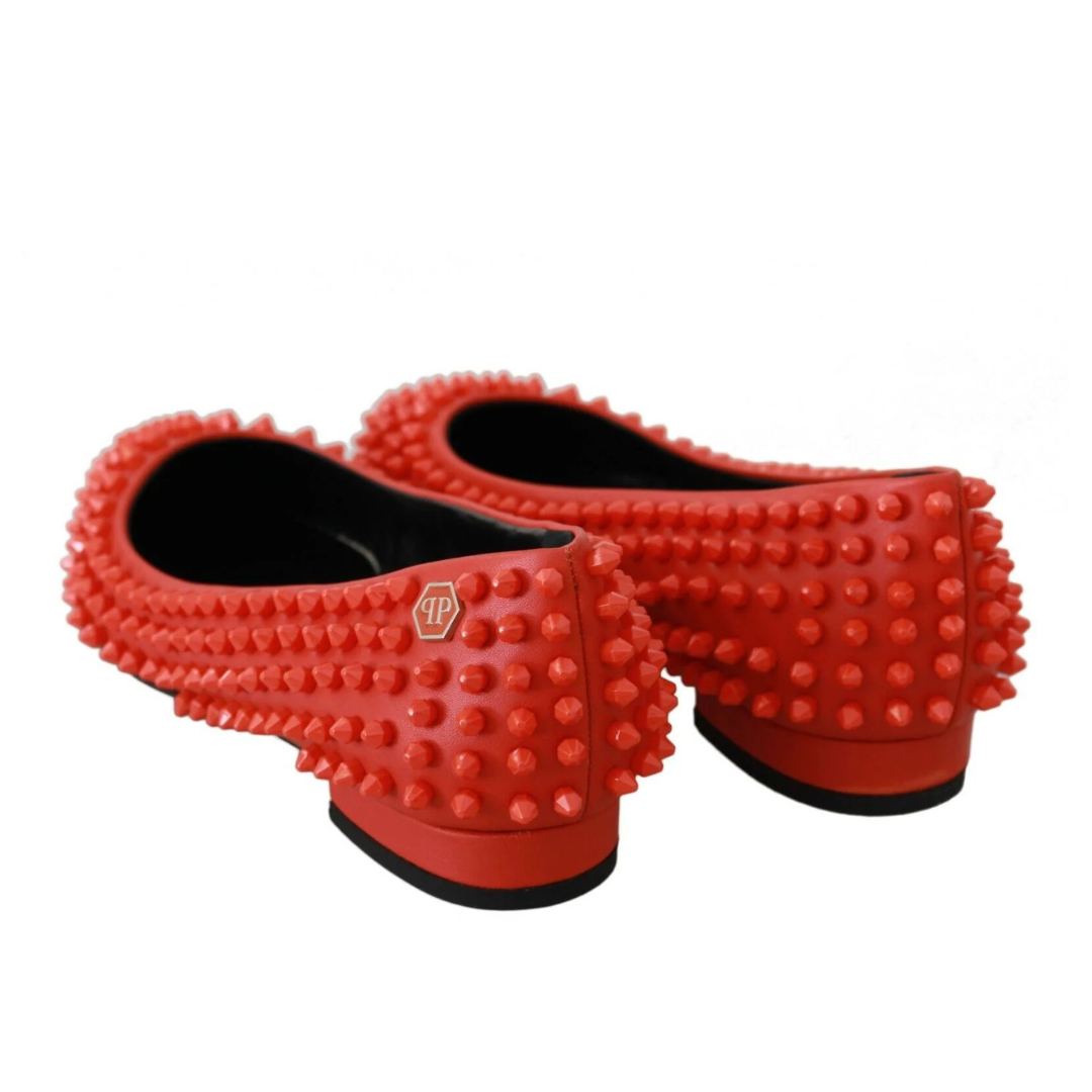 Philipp Plein Orange Leather Ballerina WHAT I DO Flats Shoes $1604.00 Philipp Plein Luzworld