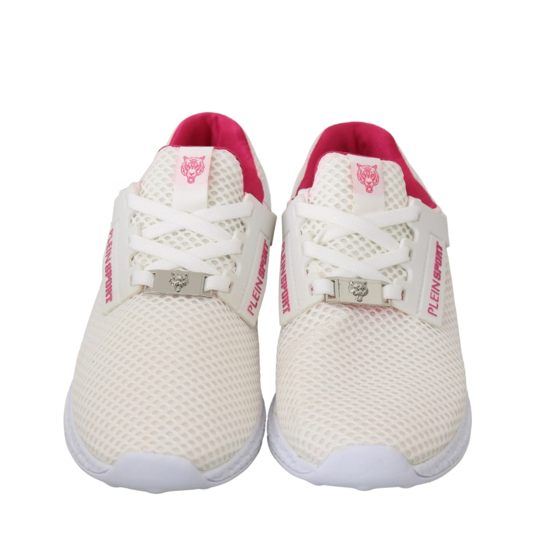 Philipp Plein White Pink Polyester Becky Sneakers Shoes $791.00 Philipp Plein Luzworld