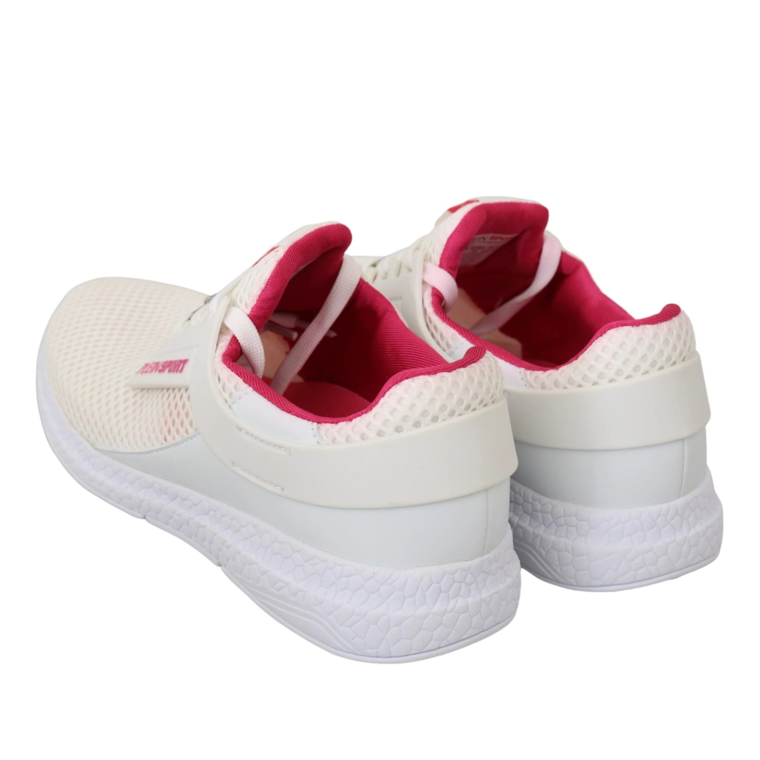 Philipp Plein White Pink Polyester Becky Sneakers Shoes $791.00 Philipp Plein Luzworld