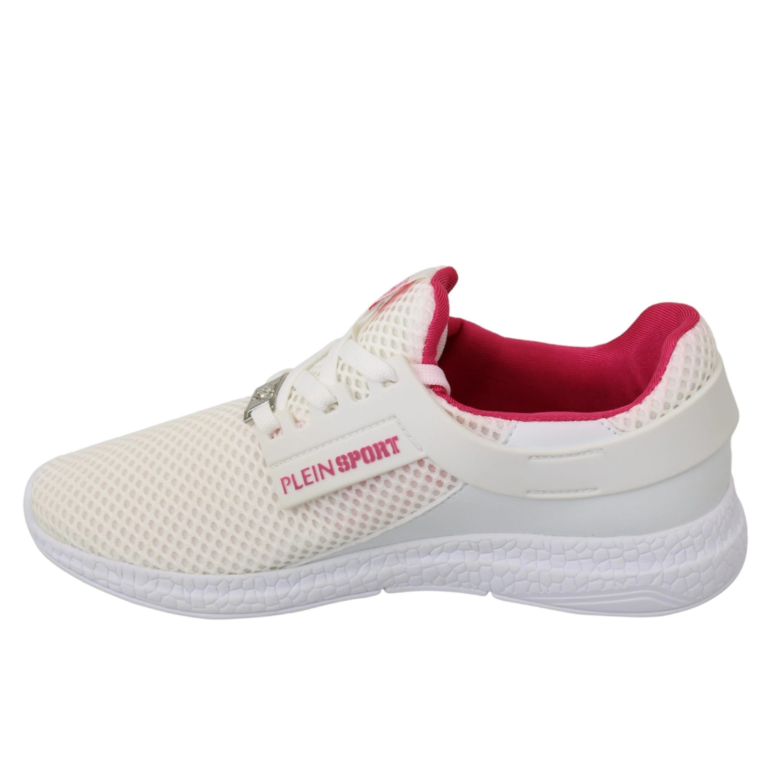 Philipp Plein White Pink Polyester Becky Sneakers Shoes $791.00 Philipp Plein Luzworld