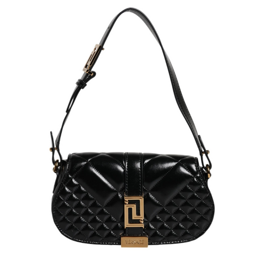 Versace_Black_Calf_Leather_Quilted_Shoulder_Strap_Bag