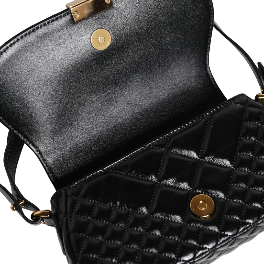 Versace Black Calf Leather Quilted Shoulder Strap Bag $2786.00 Versace Luzworld