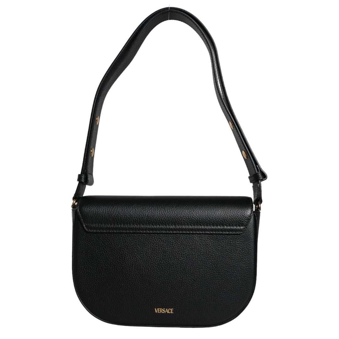 Versace_Black_Grainy_Calf_Leather_Logo_Crossbody_Shoulder_Bag