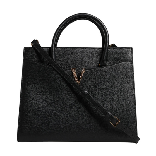 Versace_Black_Large_Leather_Top_Handle_Shoulder_Crossbody_Bag