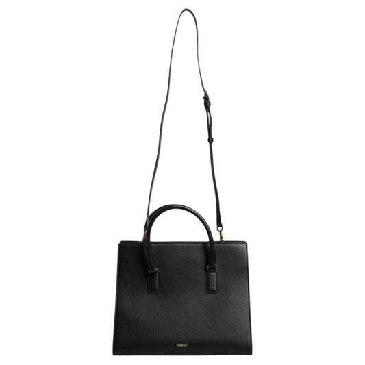 Versace_Black_Large_Leather_Top_Handle_Shoulder_Crossbody_Bag