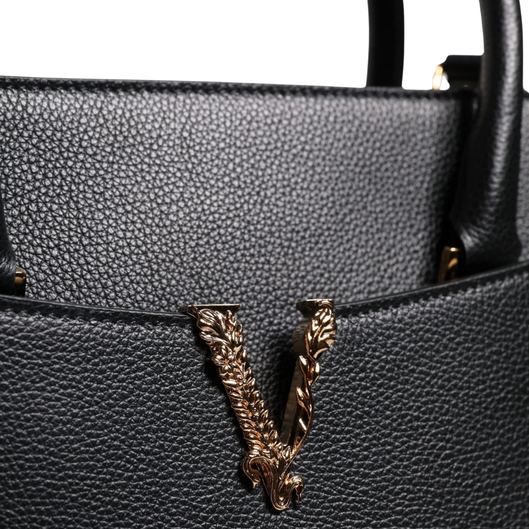 Versace Black Large Leather Top Handle Shoulder Crossbody Bag $2973.00 Versace Luzworld