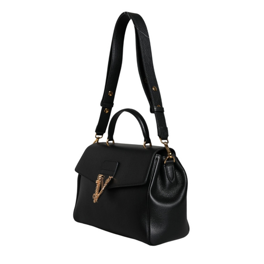 Versace_Black_Top_Handle_Grainy_Calfskin_Leather_Crossbody_Bag