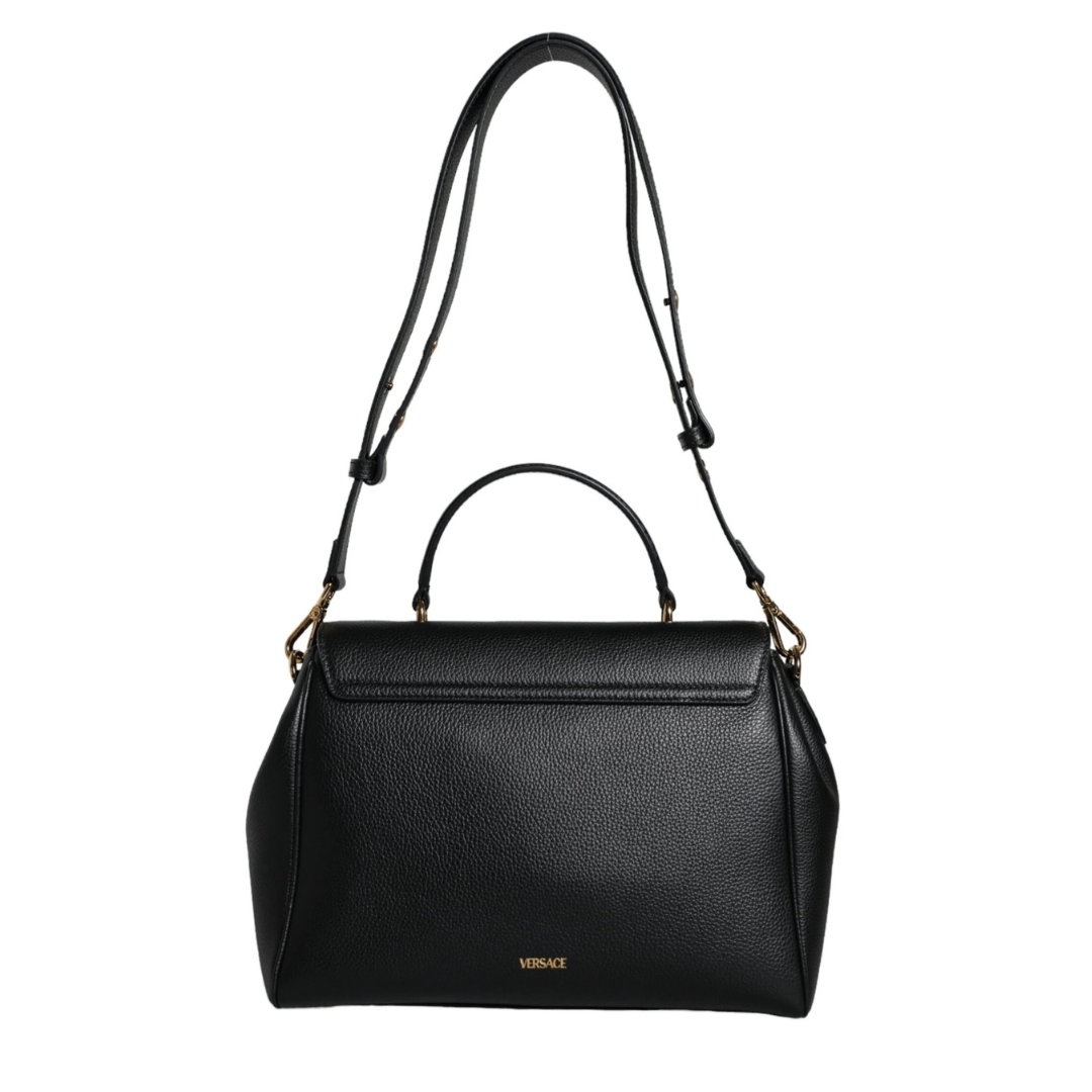 Versace Black Top Handle Grainy Calfskin Leather Crossbody Bag $2692.00 Versace Luzworld