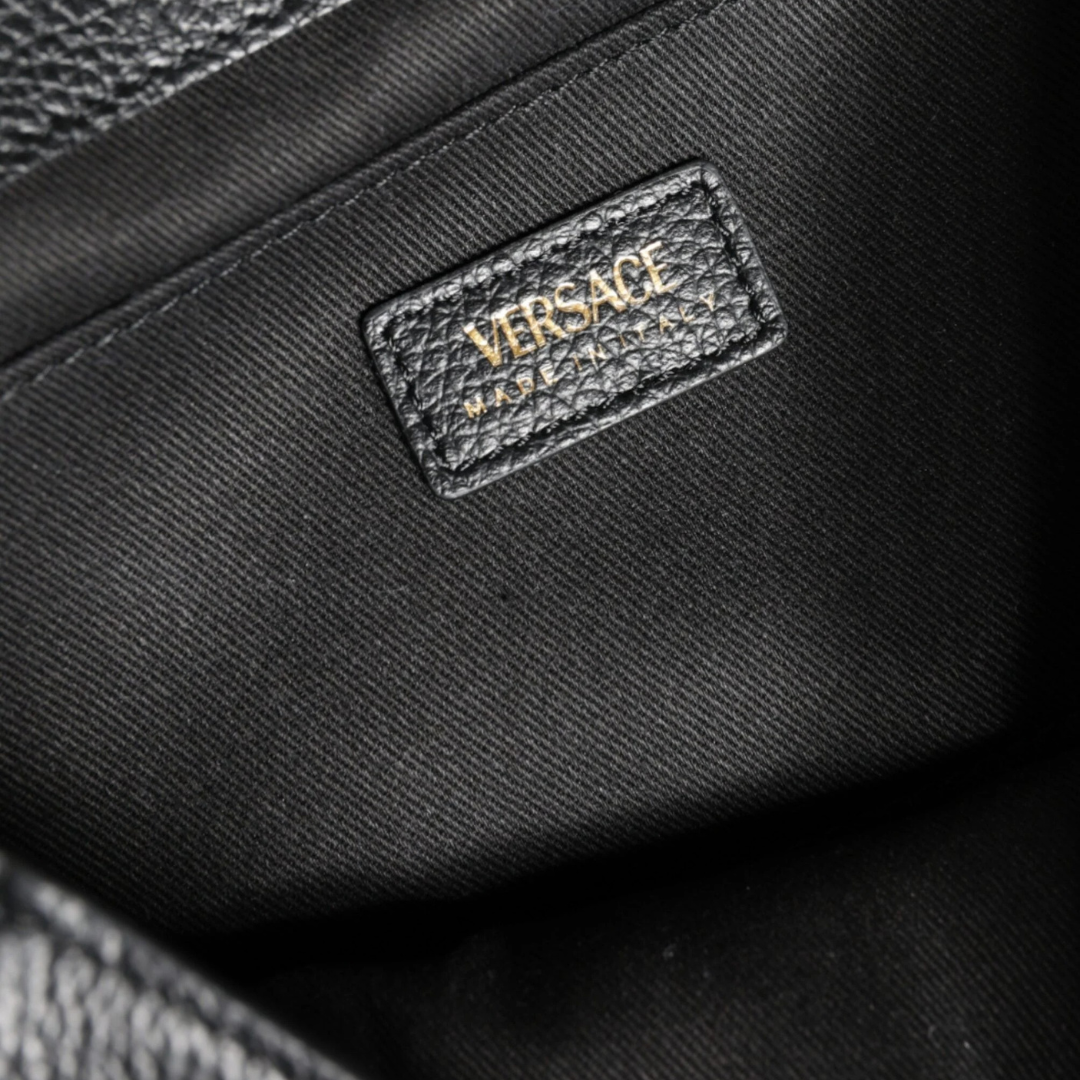 Versace Black Top Handle Grainy Calfskin Leather Crossbody Bag $2692.00 Versace Luzworld