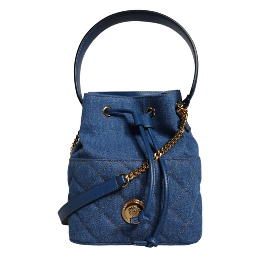 Versace_Blue_Quilted_Denim_Leather_Crossbody_Shoulder_Bag