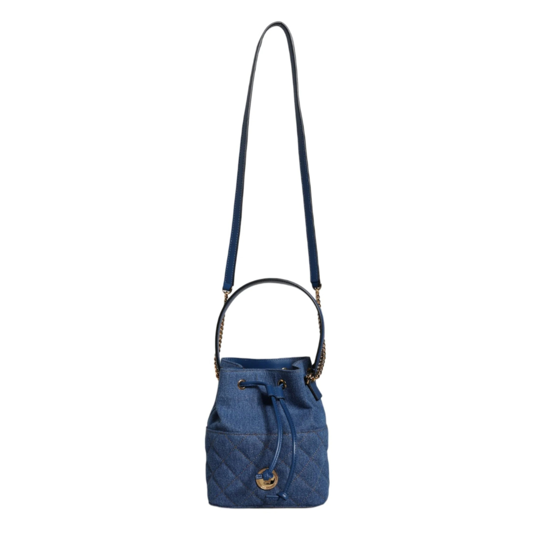 Versace Blue Quilted Denim Leather Crossbody Shoulder Bag $2045.00 Versace Luzworld