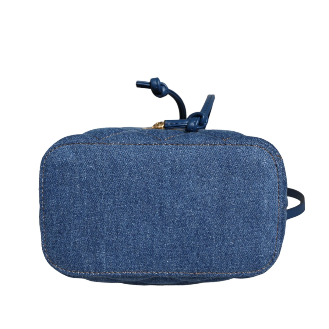 Versace Blue Quilted Denim Leather Crossbody Shoulder Bag $2045.00 Versace Luzworld