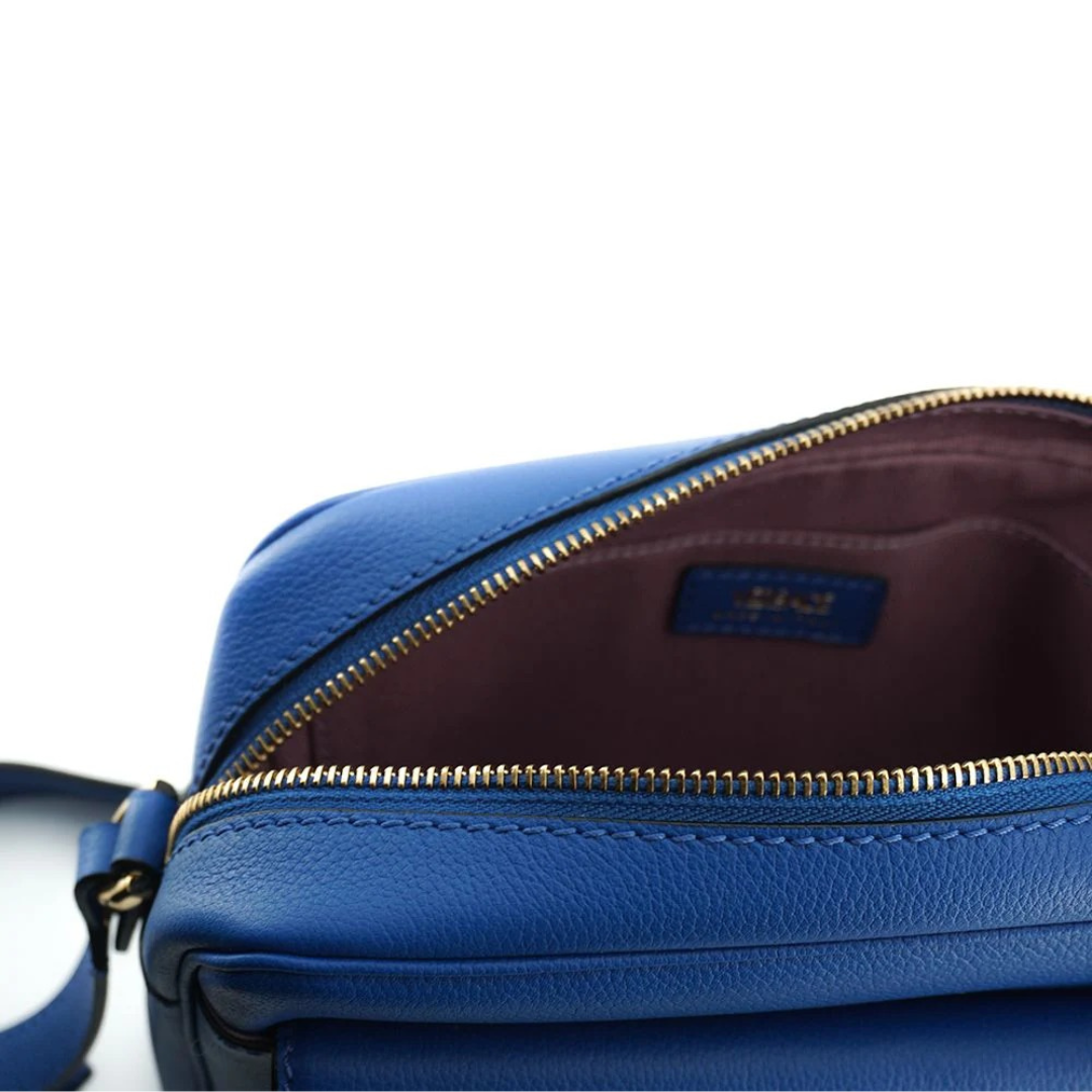 Versace Elegant Blue Calf Leather Camera Case Bag $2622.00 Versace Luzworld