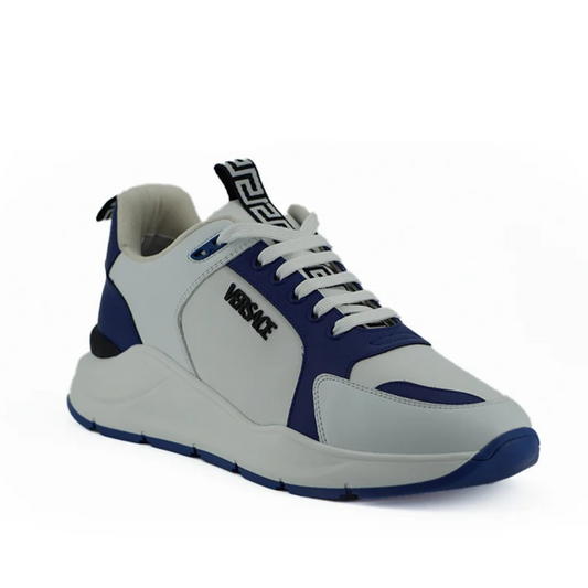 Versace Elegant Blue and White Leather Sneakers $1616.00 Versace Luzworld