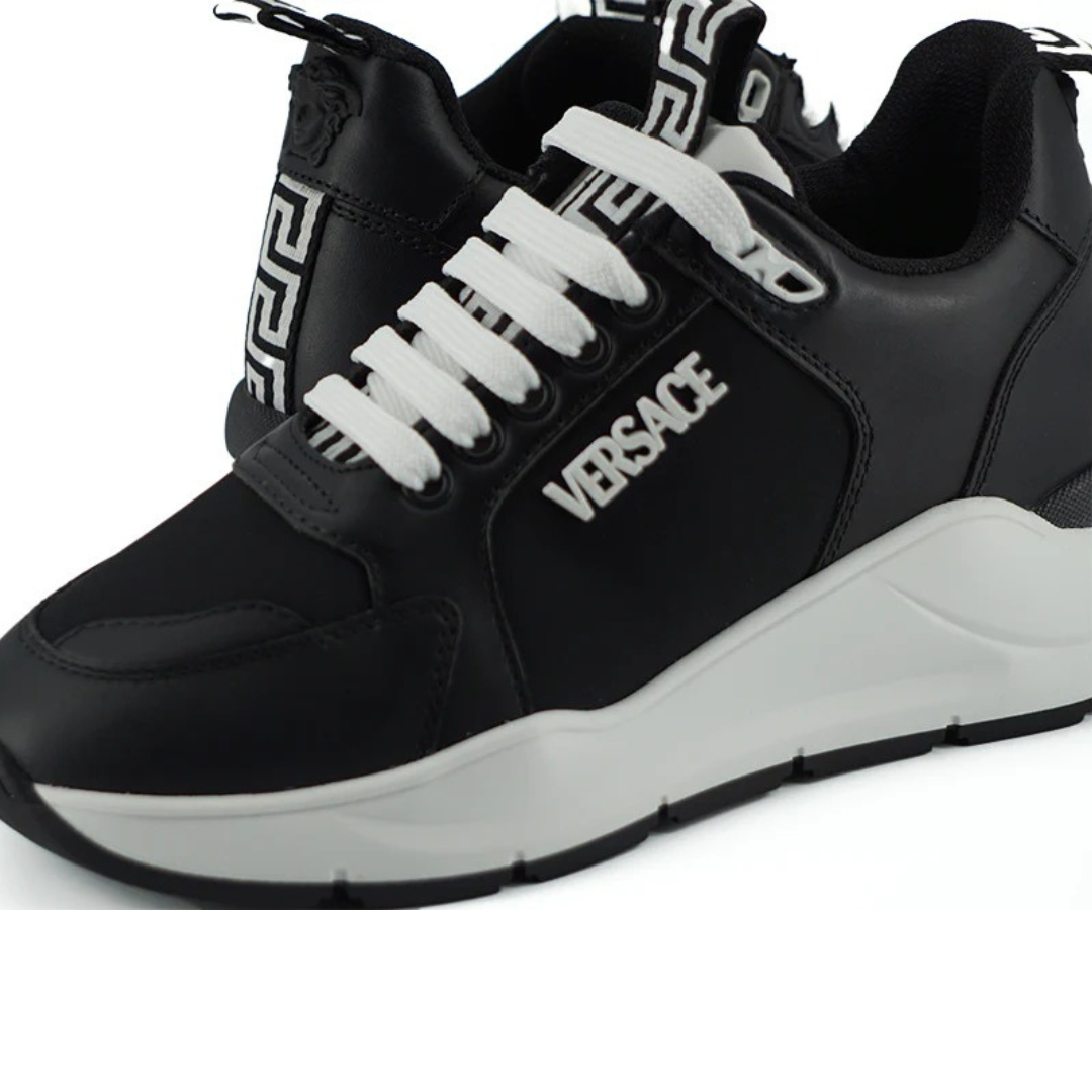 Versace Elegant Monochrome Leather Sneakers $1616.00 Versace Luzworld