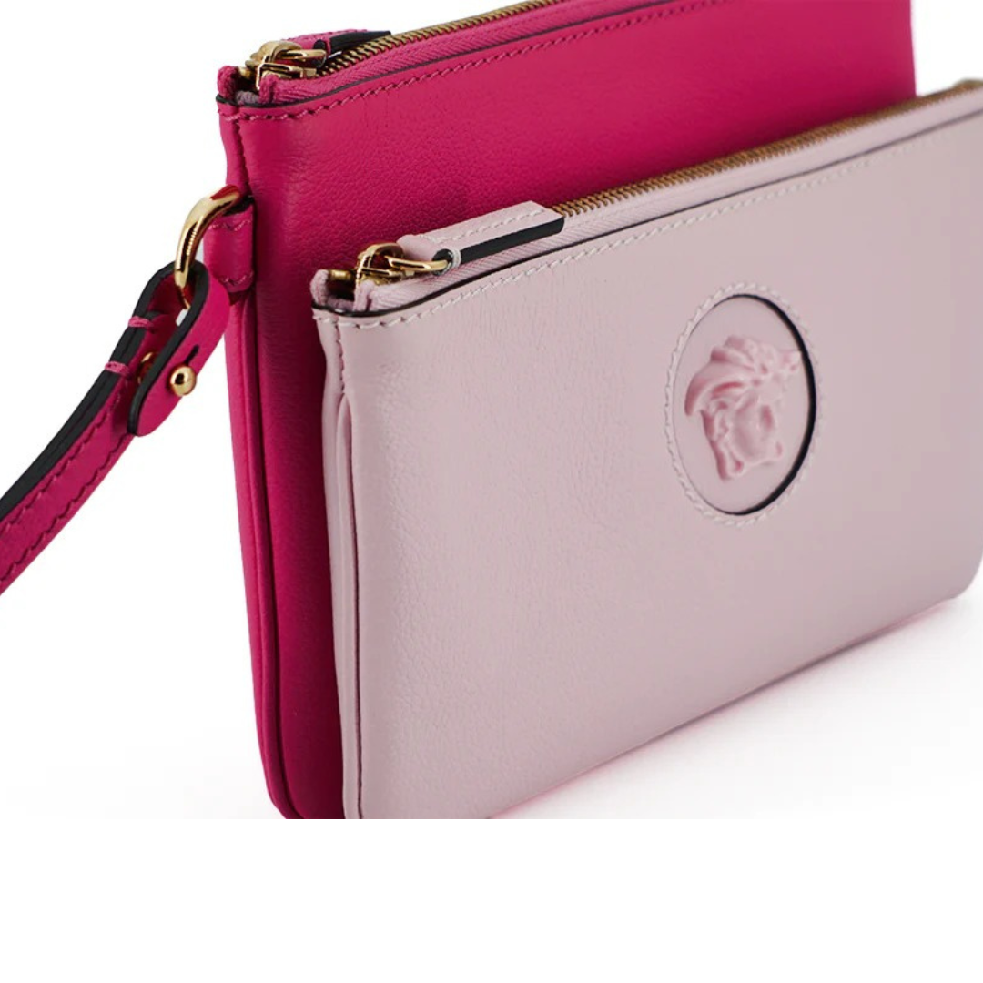 Versace Elegant Pink Leather Pouch Clutch $1676.00 Versace Luzworld
