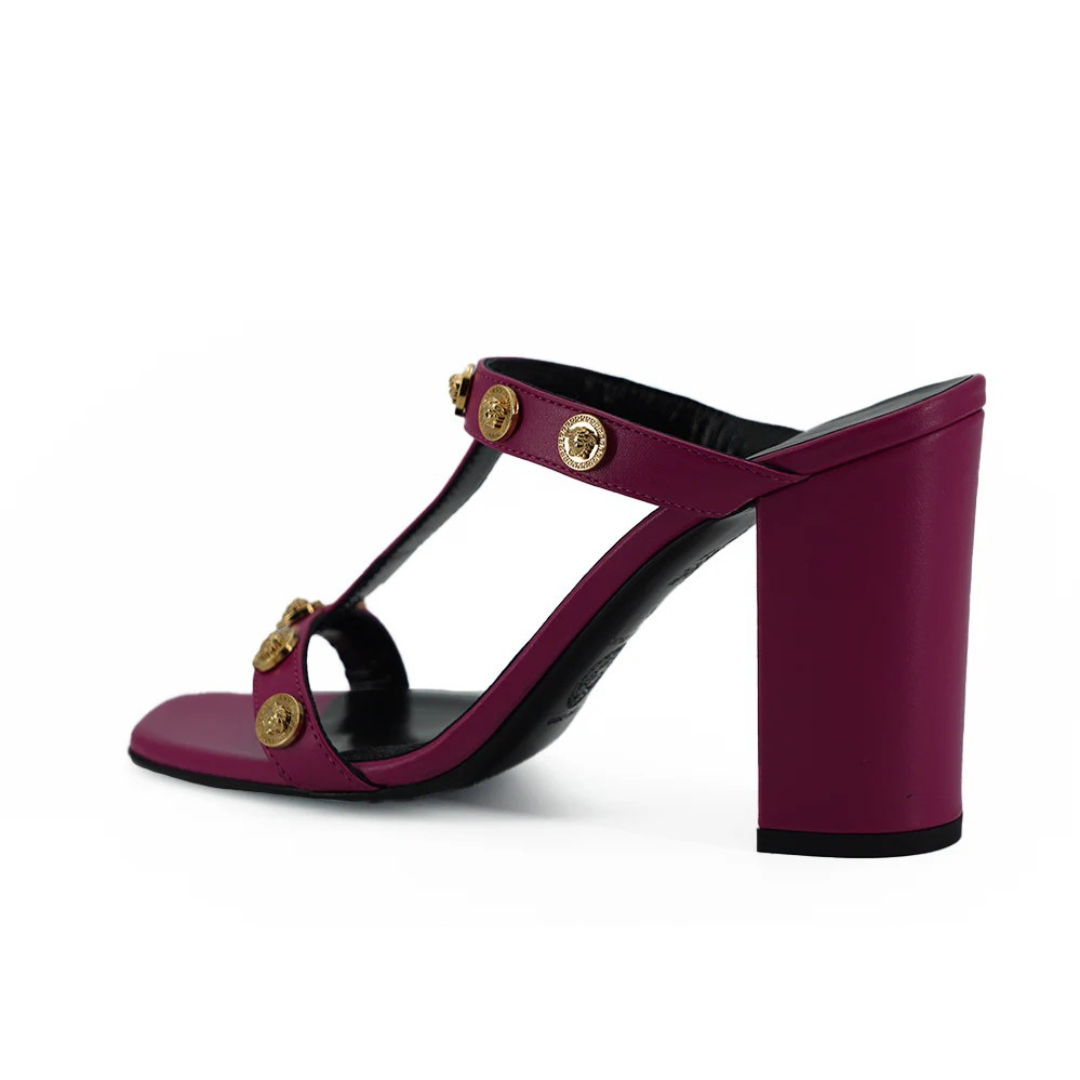 Versace Elegant Purple Calf Leather High Sandals $1661.00 Versace Luzworld